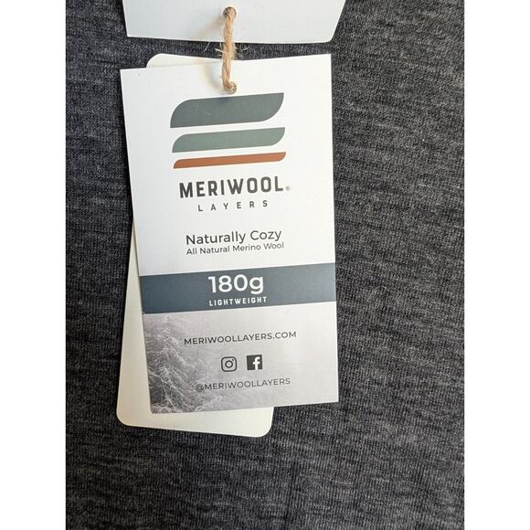Meriwool Layers 180g Shirt Mens XL Charcoal Merino Wool Cozy Lightweight Tee NWT - Picture 3 of 5